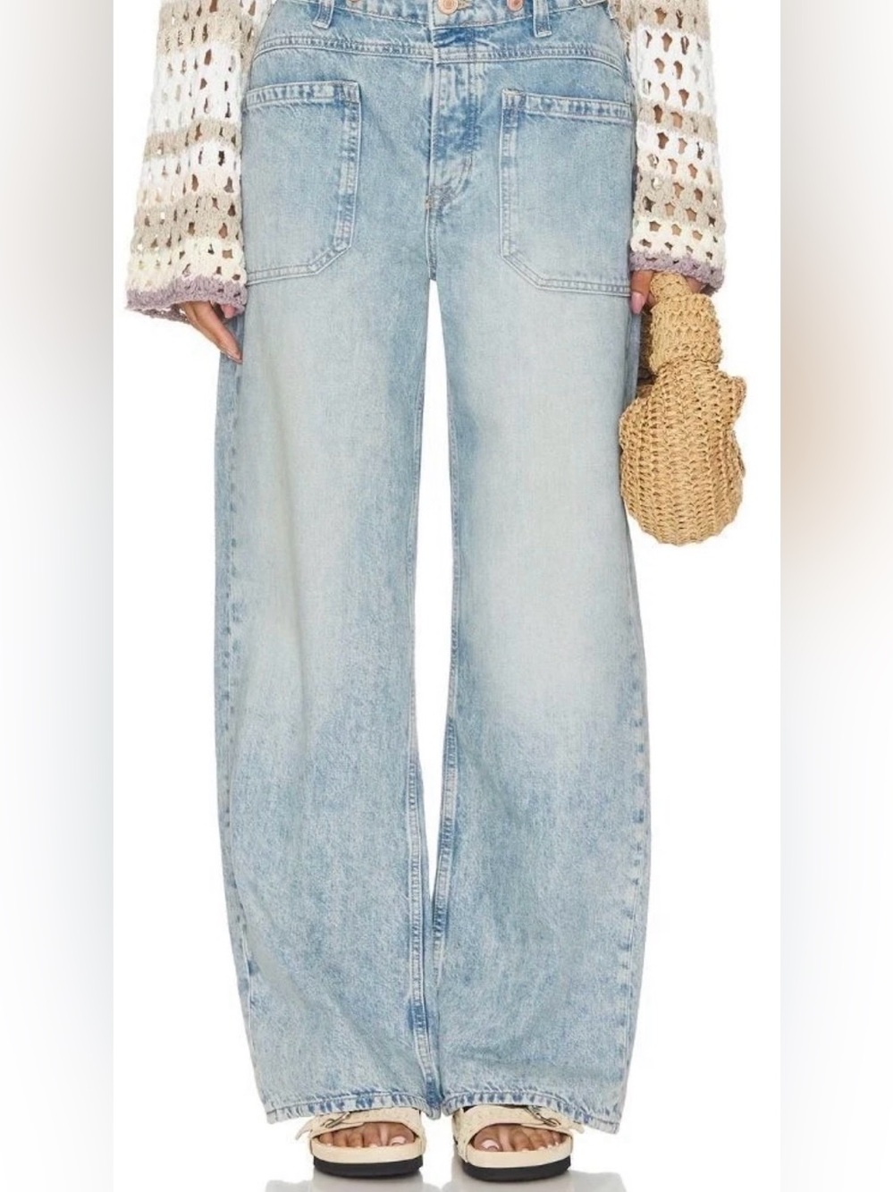 Free People We The Free Palmer Cuffed Wide Leg Jeans